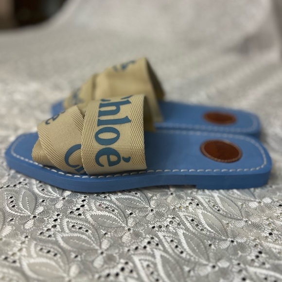 Chloe Blue and Tan Sandals Casual Slip-On. NWOT - Picture 5 of 6